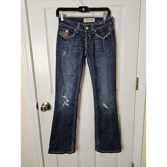 MEK Boulder BootCut Jeans 25x31 Y2K VTG Embroidered Flap Pocket  Distressed HEMD - Picture 2 of 12